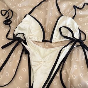 Chic Cream and Black Women's Bikini Set